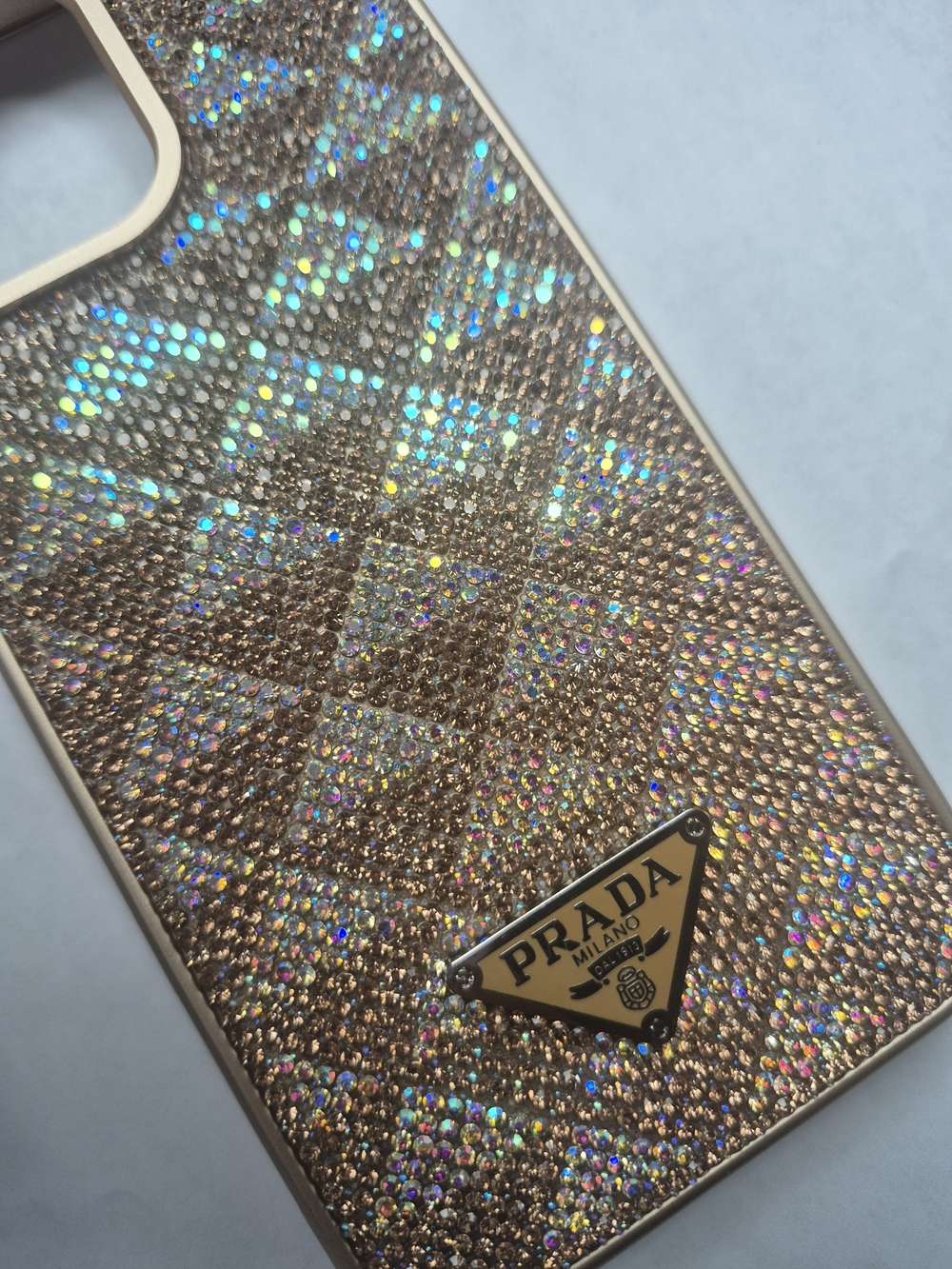 16 Pro Max Rose Gold Glitter Diamond-Pattern Case